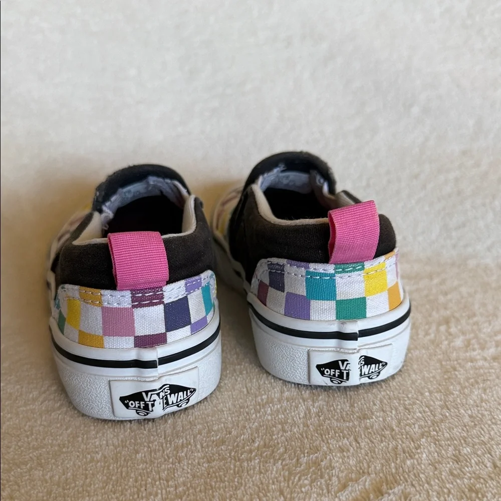 Vans Kids Slip-On Rainbow Checkerboard Sneakers - 11 toddler